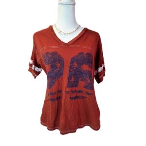 Cato Rust and Navy Graphic V-Neck Jersey